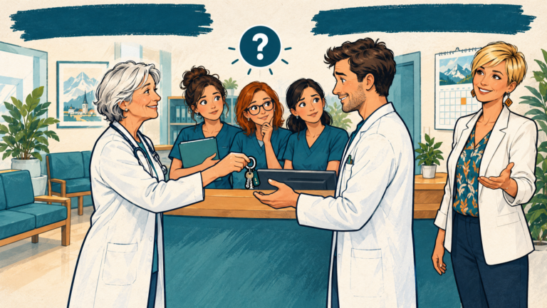 Illustration zum Artikel „Übergabe der Ordination: Warum der menschliche Teil über das Gelingen entscheidet“