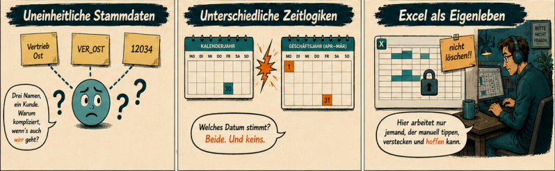 Illustration zum Artikel „Warum kein Tool Ihr Reporting rettet, wenn die Datenbasis lügt“