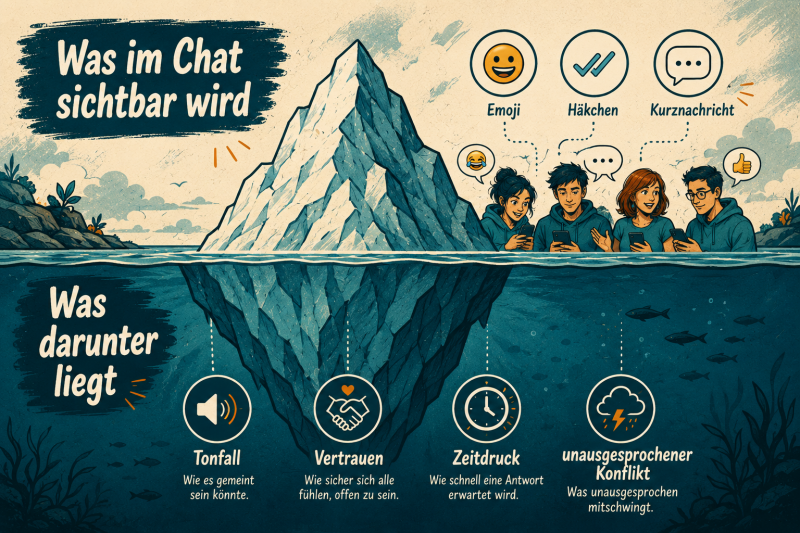 Illustration zum Artikel „Was unser Familien-Gruppenchat über Unternehmenskultur verrät“