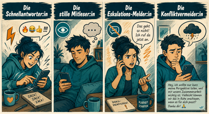 Illustration zum Artikel „Was unser Familien-Gruppenchat über Unternehmenskultur verrät“